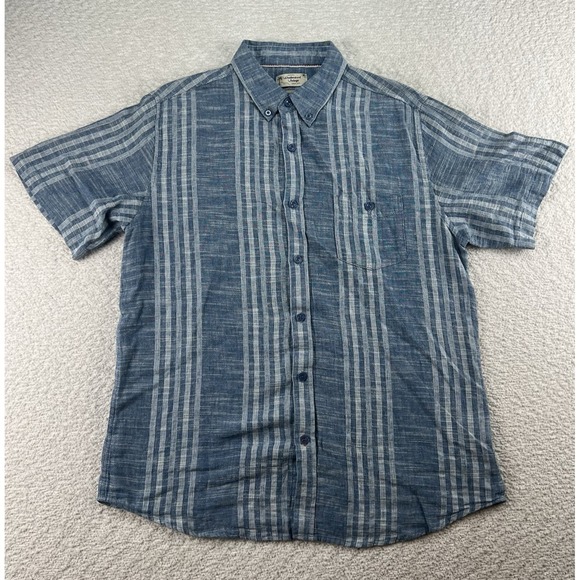 Weatherproof Other - Weatherproof Vintage Washable Linen Blue Strip Button-Up Shirt Men's Large